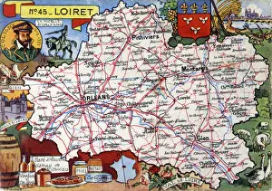 Ceramics Prints: Map of the French Department of Loiret - No. 45