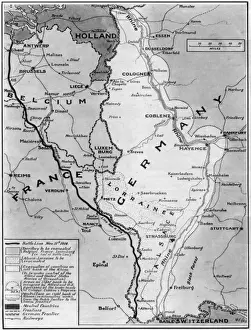 Countries Prints: Map of Germany, Belgium, France illustrating Armistice