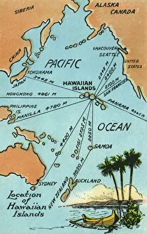 Pacific Collection: Map of Hawaii, Pacific Ocean and surrounding areas