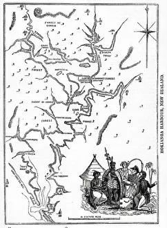 1838 Prints: Map of Hokianga Harbour, New Zealand