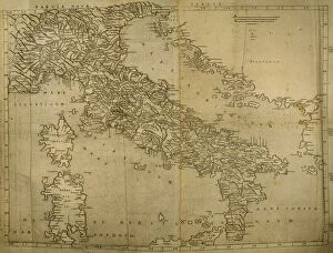Peninsula Collection: Map of Italian Peninsula, Islands of Corsica and Sardinia an