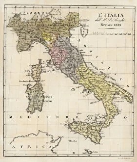 Images Dated 23rd January 2020: Map of Italy in 1836 by Ab. Bartolomeo Borghi