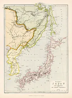 Manchuria Prints: Map of Japan, with Korea, Manchuria and what was then Russian territory Date: 1864