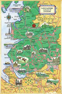 Peck Prints: Map - Lancashire and part of Cheshire