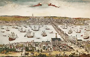 Englishwomen Prints: Map of London in 18th c. Engraving