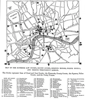 Prisons Prints: Map of London Courts and Prisons
