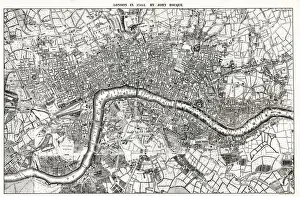 1745 Prints: Map of London by John Rocque, 1745