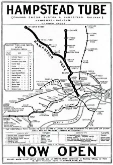 Brompton Collection: Map of London Underground railway, Hampstead Tube