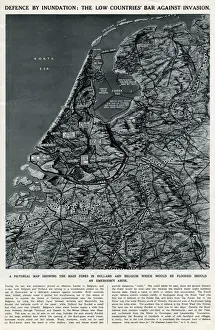 Inundation Prints: Map of Low Countries by G. H. Davis