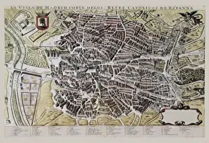 1635 Prints: Map of Madrid by F