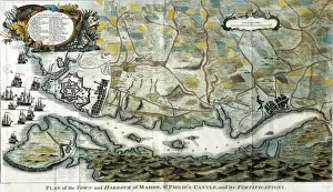Felipe Prints: Map of Mah󮠷ith the San Felipe castle, 18th