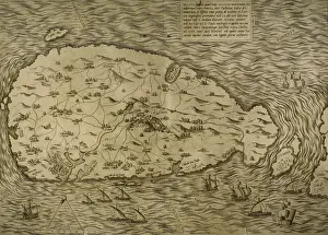 1558 Prints: Map of Malta. Island. Mediterranean Sea. Italian engraving