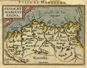 Coastline Prints: Map of Morocco, 1601