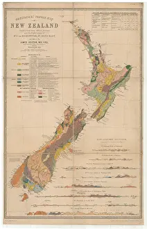 Constructed Prints: Map of New Zealand (James Hector, 1873)