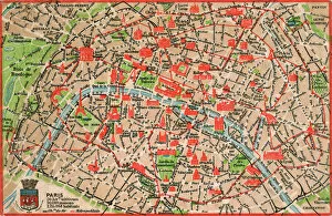 Tourist Collection: Map of Paris in 1908 with geographic and demographical data