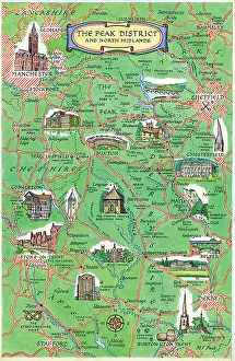 Midlands Prints: Map - The Peak District & North Midlands
