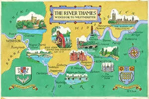 Westminster Collection: Map - The River Thames, Windsor to Westminster