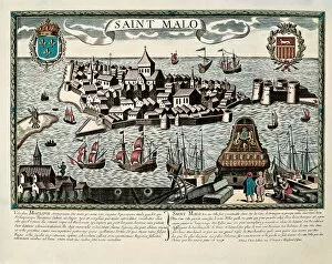 Sun Light Collection: Map of Saint Malo, 17th c. Engraving