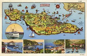 Santa Collection: Map, Santa Catalina Island, California, USA