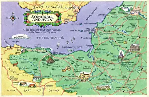 Avon Prints: Map - Somerset & Avon