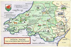Peck Prints: Map - South Wales: The Marches & The Wye Valley