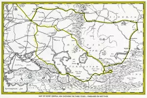 Siberia Collection: Map of Soviet Central Asia