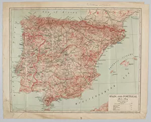 Images Dated 23rd August 2016: Map - Spain and Portugal, 1807-1814