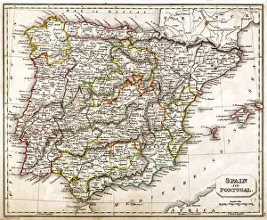 MAP / SPAIN / PORTUGAL 1827