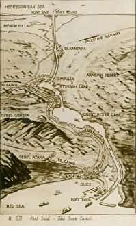 Images Dated 26th August 2016: Map of the Suez Canal, Egypt
