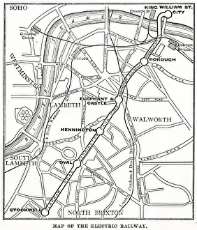 Tube Prints: Map of underground and overground stations, South London
