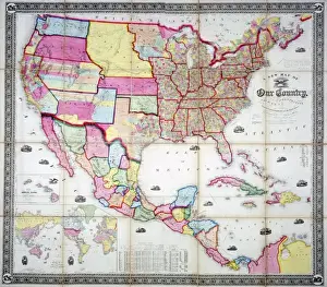 1370 Prints: Map of the USA 1855