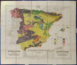 Coello Prints: Mapa Geologico de España y Portugal (Coello, 1864)