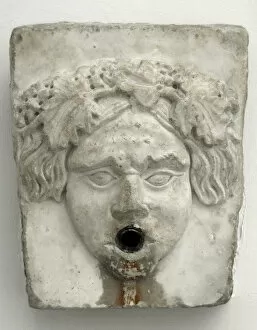 Images Dated 25th August 2007: Marble fountain pipe. Dionysiac mask