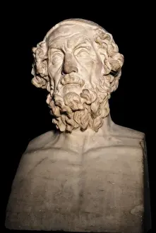 Homer Prints: Marble portrait bust of Homer. 1st-2nd c. Roman