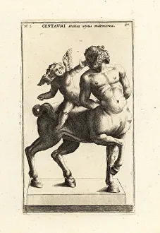 Centaur Prints: Marble statue of a Centaur and Cupid