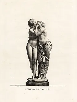 Embrace Prints: Marble statue of Cupid and Psyche