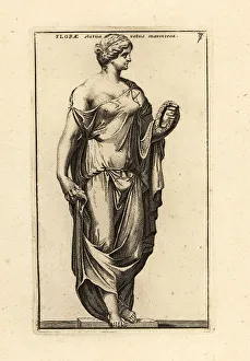 Roman Goddess Prints: Marble statue of the Roman goddess Flora with garland