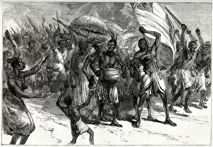 Images Dated 12th August 2021: March of Ashanti warriors, Third Anglo-Ashanti War or First Ashanti Expedition (1873-1874