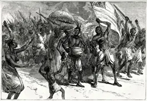 Parasol Prints: March of Ashanti warriors, Third Anglo-Ashanti War or First Ashanti Expedition (1873-1874