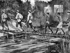 Leone Prints: On the march. Crossing a bridge during the Mendi expedition
