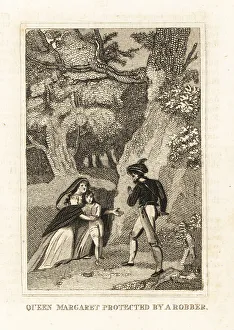 Bandit Prints: Margaret of Anjou asking for protection from a bandit, 1464