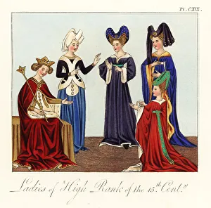 Noblewomen Prints: Margaret of Anjou, Queen of England, and noblewomen