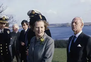 Margaret Thatcher at Falmouth Coastguard Station, Cornwall