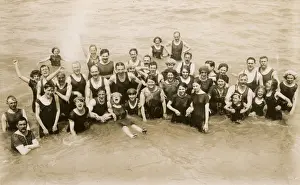 Bathers Prints: Margate, Kent - Jolly bathers having fun in the sea