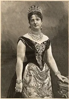 Pearls Prints: MARGHERITA OF SAVOY (1851 - 1926), Queen of Umberto I of Italy. Date: 1893