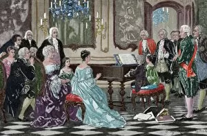 Amadeus Collection: Maria Anna (Nannerl) and Wolfgang Amadeus playing before th