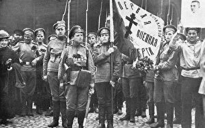 Images Dated 10th May 2017: Maria Bochkareva with Women's Battalion, Russia, WW1