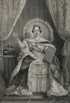 Brazil Prints: Maria II of Portugal (1819-1853). Queen of Portugal