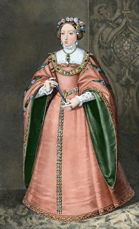 Maria Manuela of Portugal (1527-1545). Colored engraving Maria Manuela of Portugal (1527-1545). Colored engraving