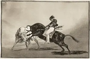 Breaks Prints: The same Mariano Ceballos, mounted on a bull